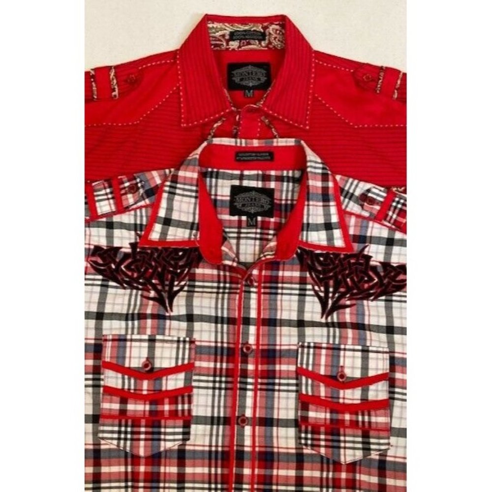 2 Men's Montero Western Style Shirts Size M Butto
